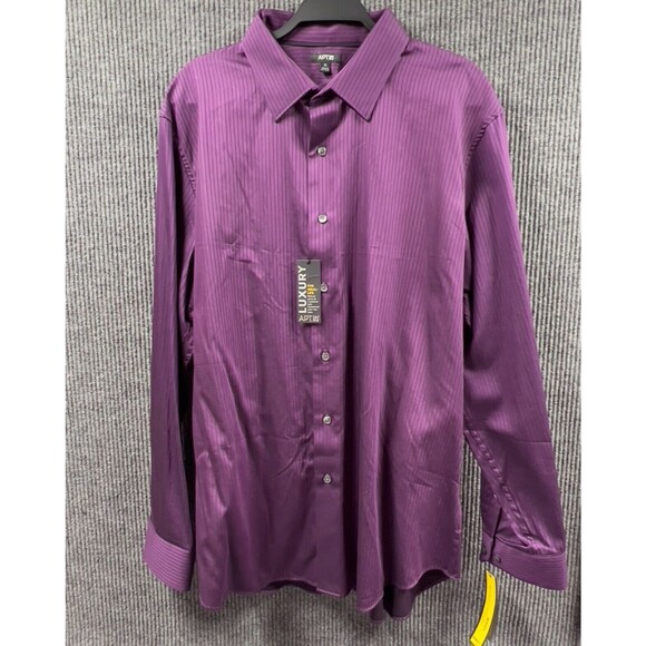VTG APT 9 Luxury Shirt Mens XL Purple Black Striped Modern Fit Button Down NWT - Picture 1 of 16